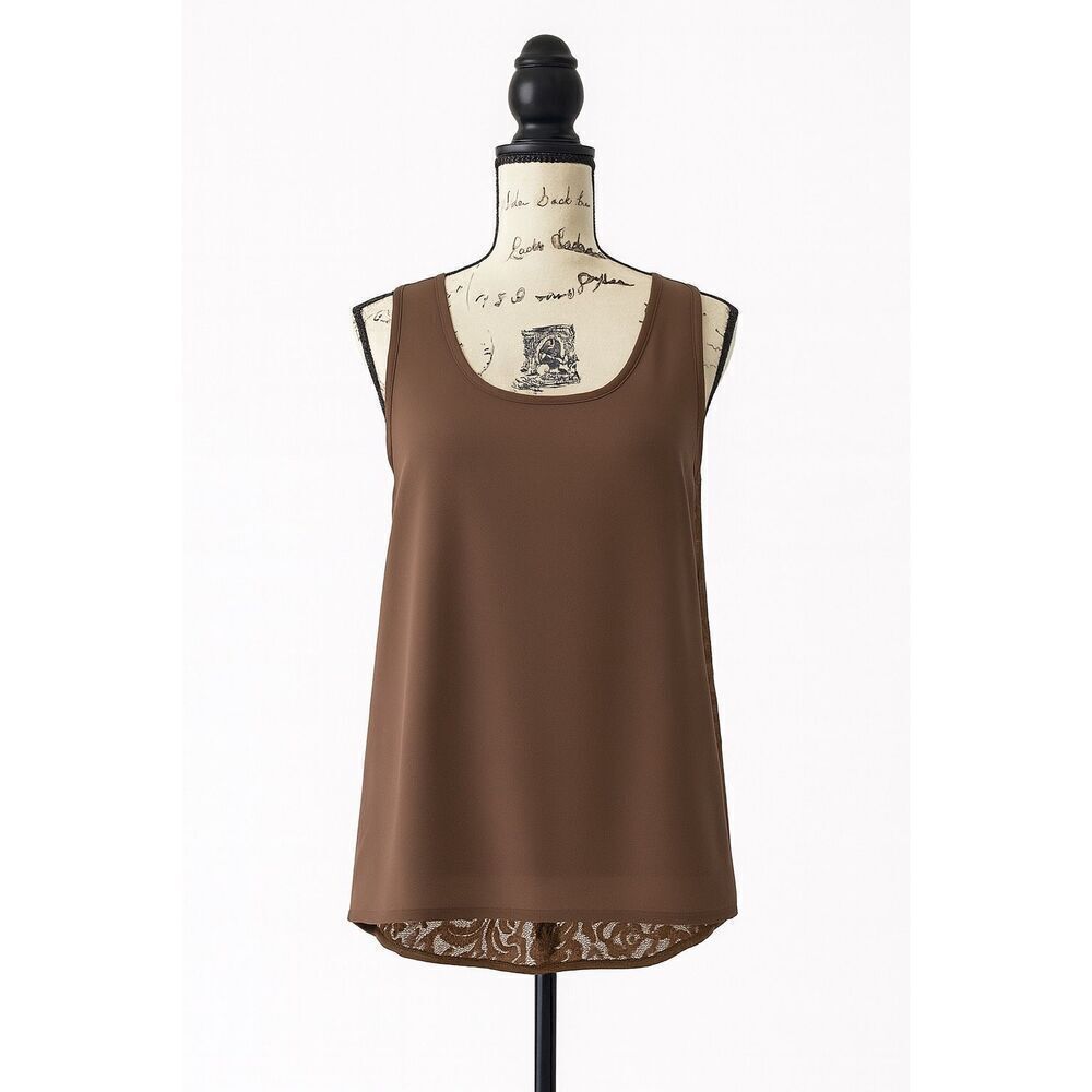 Bellatrix Brown Lace Back Tank Top Women’s Small Sheer Detail